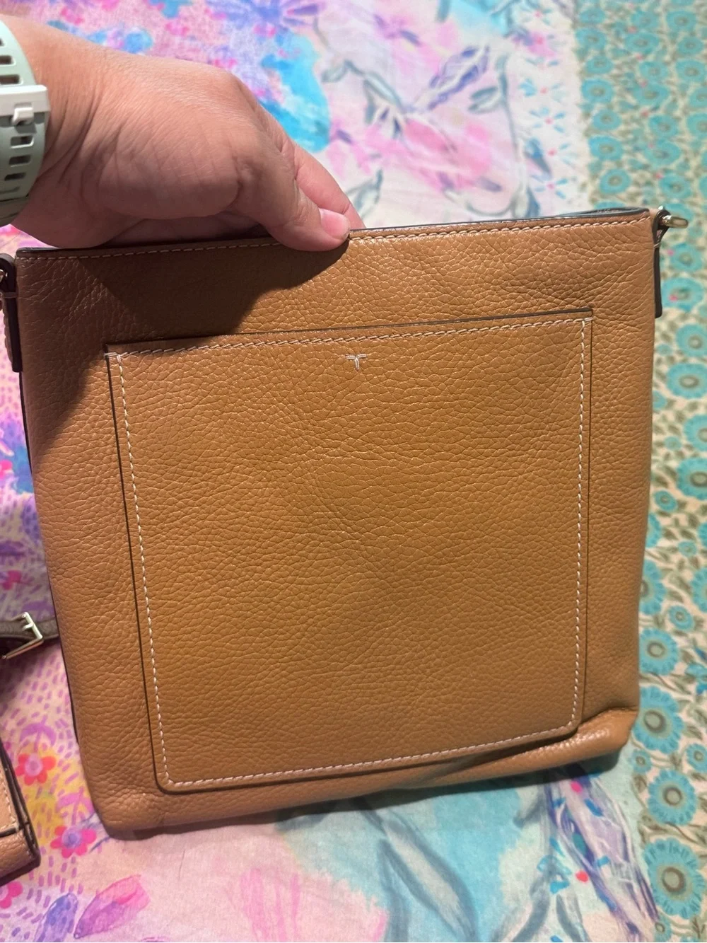 Tory Burch Tan Pebbled Leather Crossbody Set
